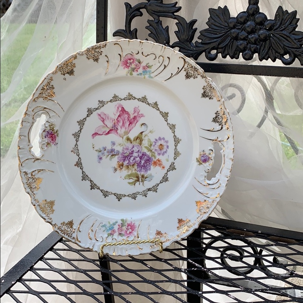 Vintage hand painted ceramic plate shabby chic